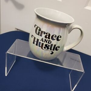 "GRACE AND HUSTLE" COFFEE MUG, Pearilized In Color Coating
